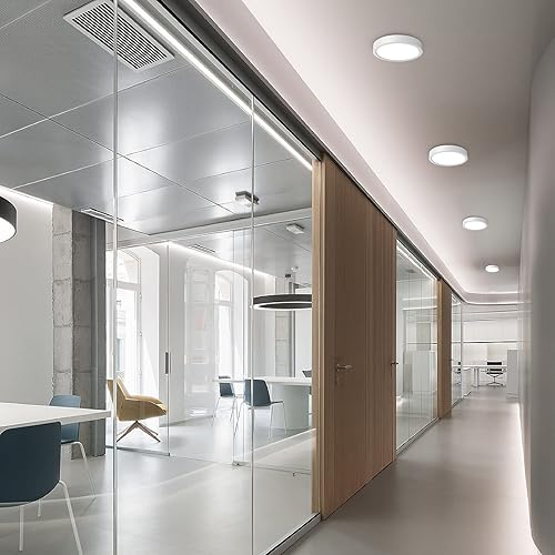 Miniatura 7 de Paquete de 4 lámparas de techo LED blancas de montaje empotrado, accesorios de luz de 6.7 pulgadas, lámpara de techo redonda de 5000 K para