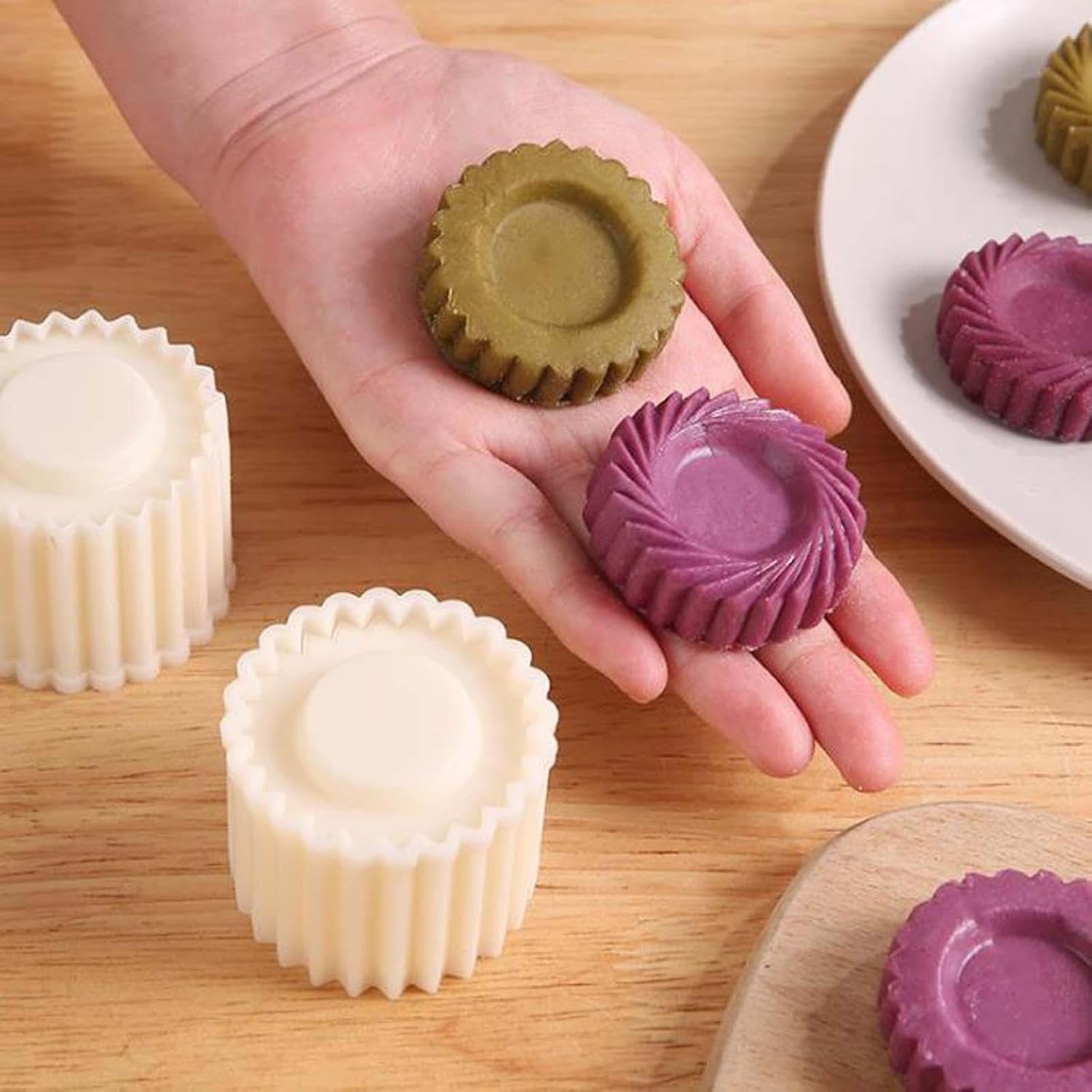 Double-Ended Pastry Mold, 2-in-1 Cookie & Mooncake Press, 2 Pattern Cookie Baking Tool, Detachable Mold for Cookies, Mooncakes, Pastries & DIY Baking, Easy to Release, Easy to Clean，2