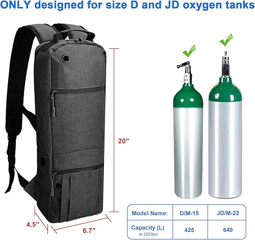 Miniatura 2 de iGuerburn Mochila de tanque de oxígeno tamaño D, mochila portátil de oxígeno para bolsa cilíndrica DM15 JDM22, soporte para transporte de tanque O2