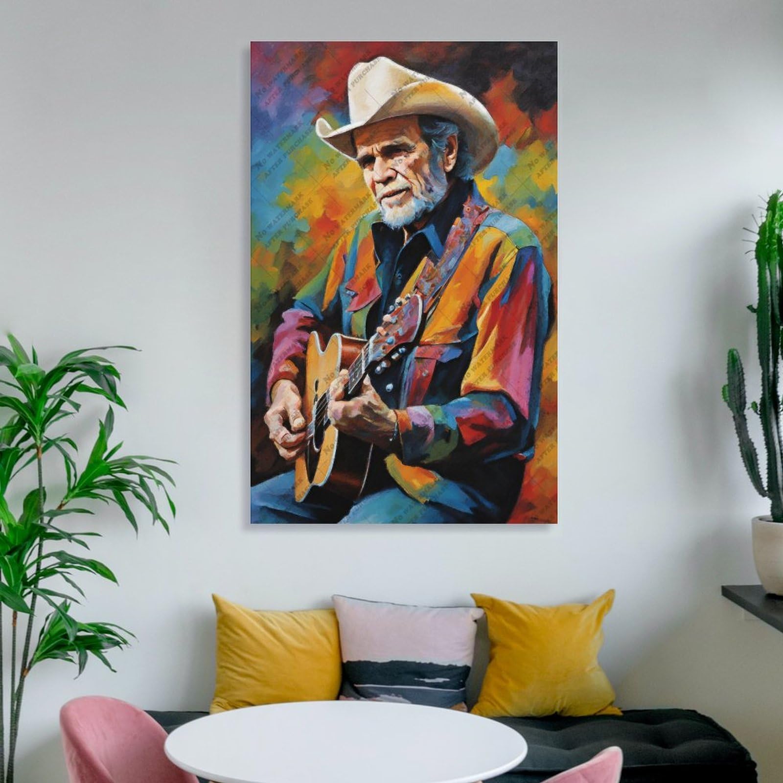 FCOJE Poster su tela con cantante folk country Merle_Haggard (2), decorazione artistica da parete per soggiorno e camera da letto, 60 x 90 cm