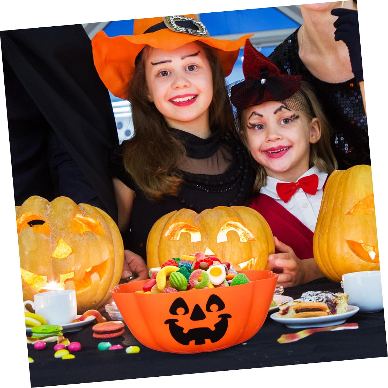 ULTECHNOVO Halloween Candy Bowl Extra Large for Party Decor Supplies,11.6inch Halloween Creative Pumpkin Serving Dishes,Reusable Trick Or Treat Bowls,Plastic Candy Holder for Fruit Dish Snack Holders