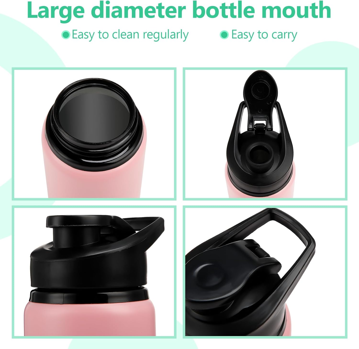 Domensi Aluminum Water Bottle Bulk Reusable Water Bottle, Lightweight Easy Carry Leakproof with Snap Lid Travel Bottles, for Gym Outdoor Sports Cycling Camping Fishing(17oz, 12 Pack) - Image 5