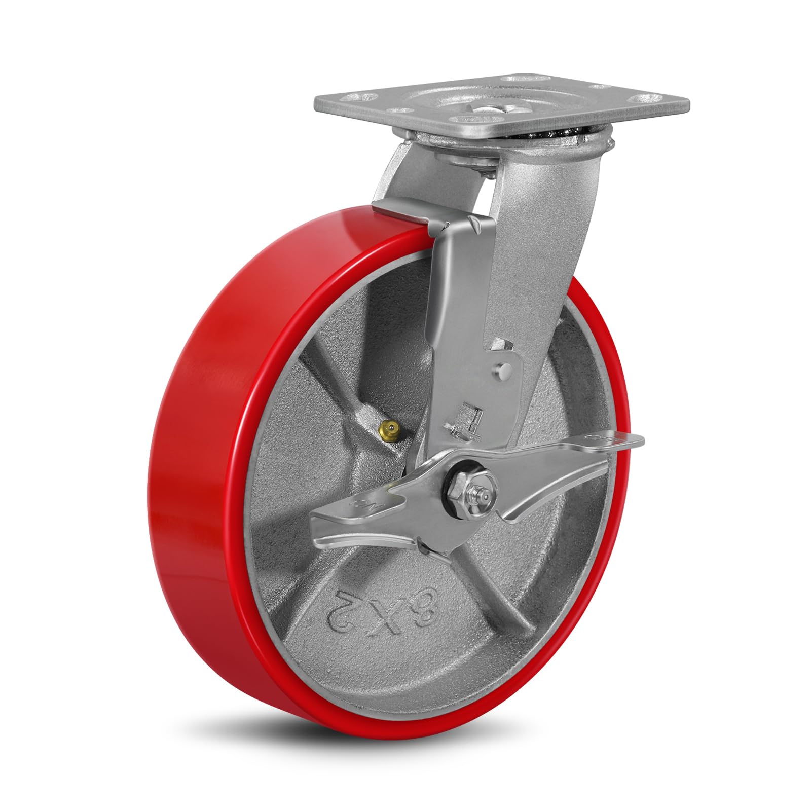 Heavy Duty Plate Casters - 4 Wheels, Brake & Swivel -30