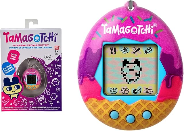 TAMAGOTCHI Original Bandai Ice Cream Shell with Chain - The Original Virtual Reality Pet 429883NBNP, Pink (42922NBNP)
