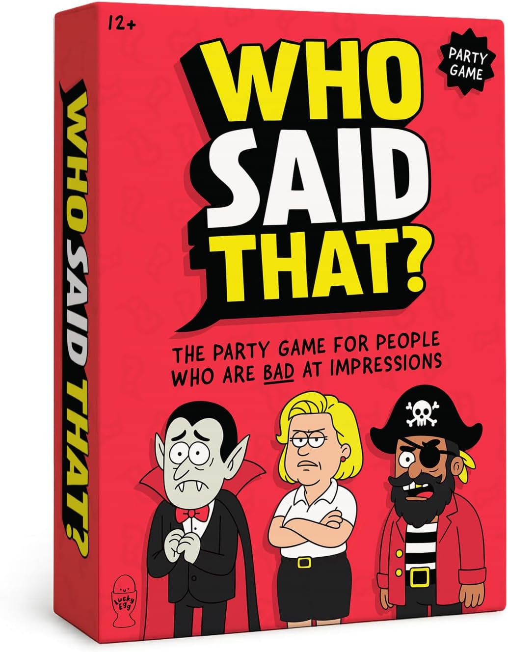 Lucky Egg Who Said That? – The Party Game for People Who are Bad at Impressions – Hilarious Family Guessing Game for Ages 12+, 2+ Players Required, Perfect Party Game
