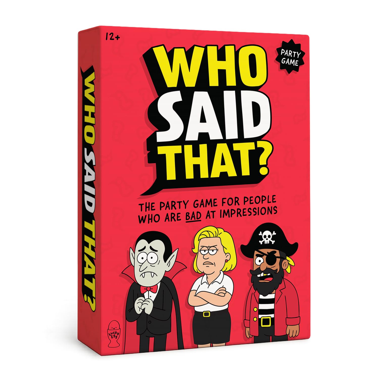 Lucky Egg Who Said That? – The Party Game for People Who Are Bad at Impressions – Hilarious Family Guessing Game for Ages 12+, 2+ Players Required, Perfect Party Game