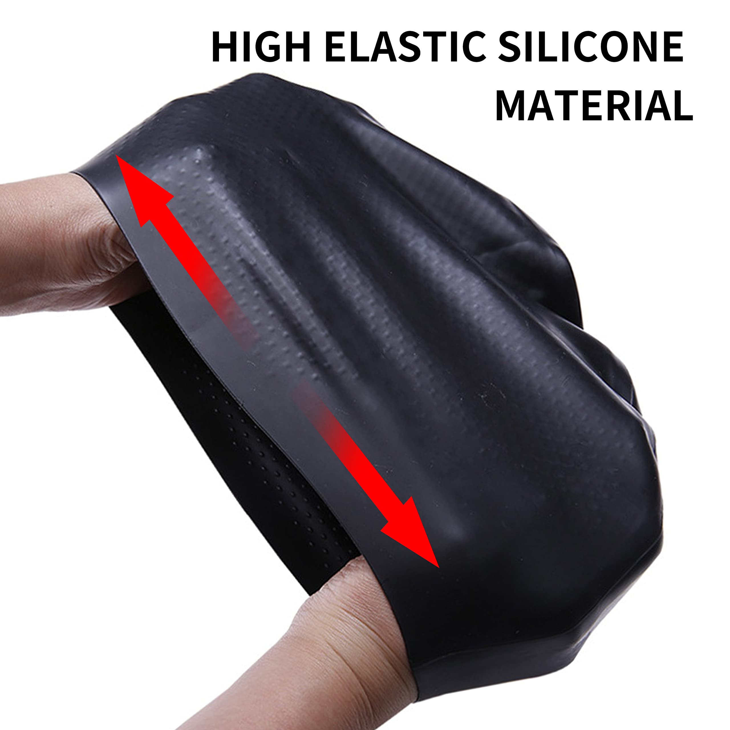 Bonnet De Bain Silicone LENTQIUTT – Pour Cheveux Longs, Bouclés, Tresses, 20x19x23 Cm, Noir, Unisexe