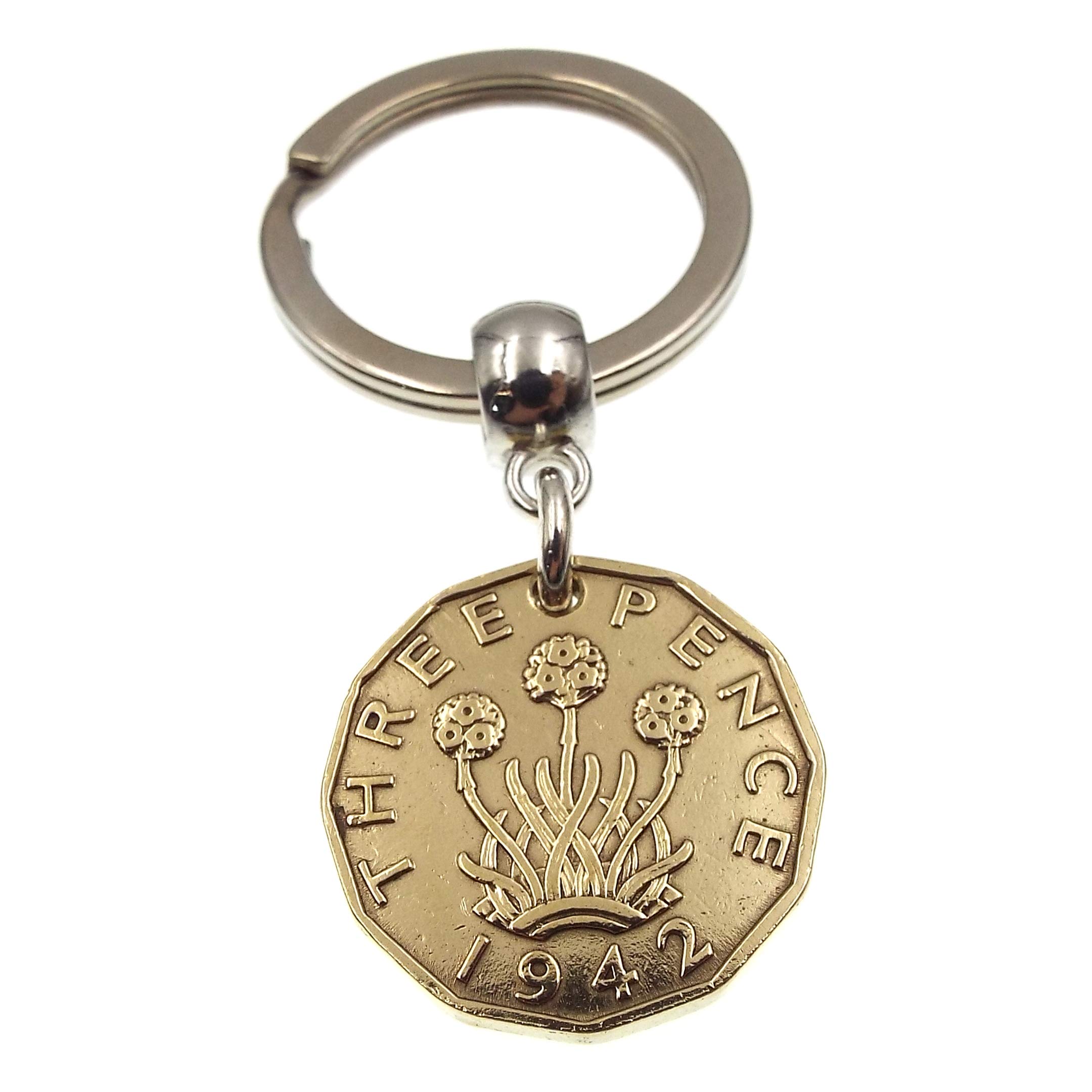 A Silver Dream Unisex Multi 1942 Brass Threepence Coin Keyring