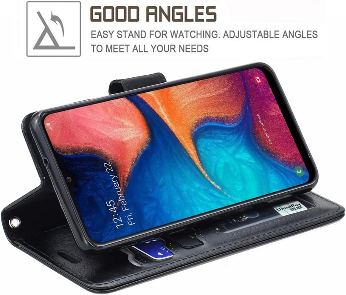 ERAGLOW Galaxy A20 Case,Galaxy A30 Case,Premium PU Leather Wallet Flip Protective Phone Case Cover w/Card Slots & Kickstand for Samsung Galaxy A20/A30 2019 (Black)