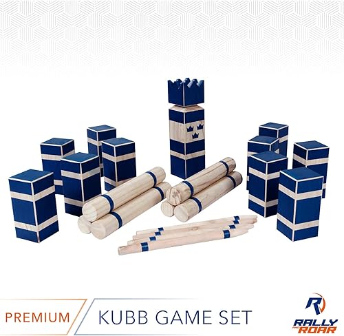 Miniatura 5 de Kubb Yard Juego – Madera de caucho o madera de pino – Juegos familiares divertidos e interactivos al aire libre – Bloques duraderos con bolsa