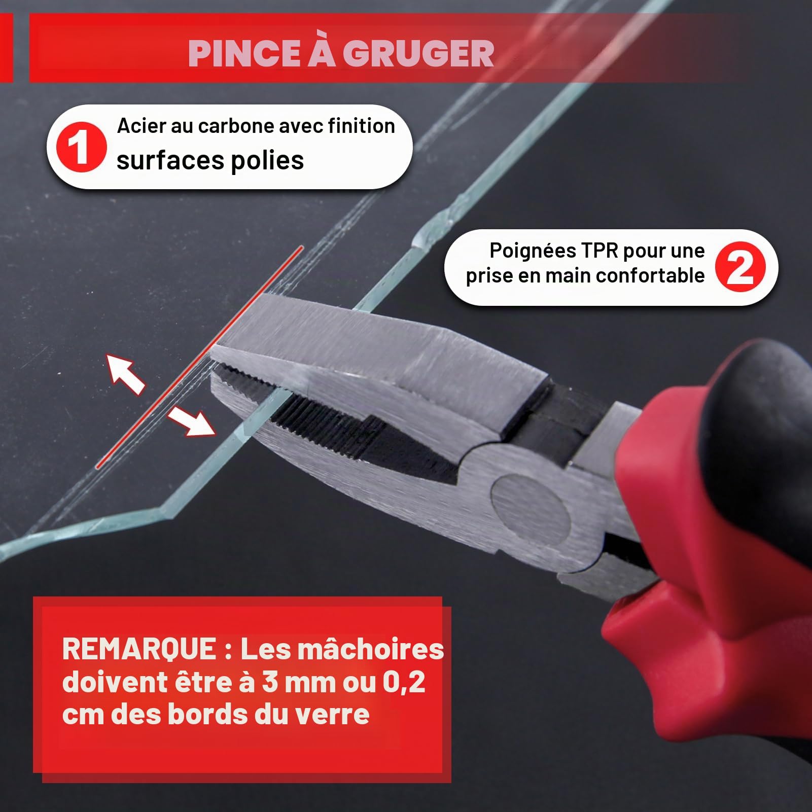 LEONTOOL Kit de 9 pièces d'outils de coupe de verre à usage intensif avec pinces à briser et à courir et ciseaux à verre avec molette de coupe de rechange, stylet de gravure, kit de découpe de
