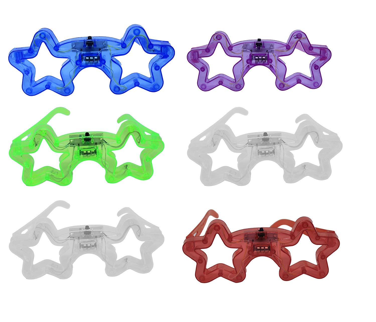 MAJIK Light up Flashing Goggles| Sunglass for Birthday Halloween Christmas Valentine's Day Party for Kids and Adults (Star Shape, Multicolor)