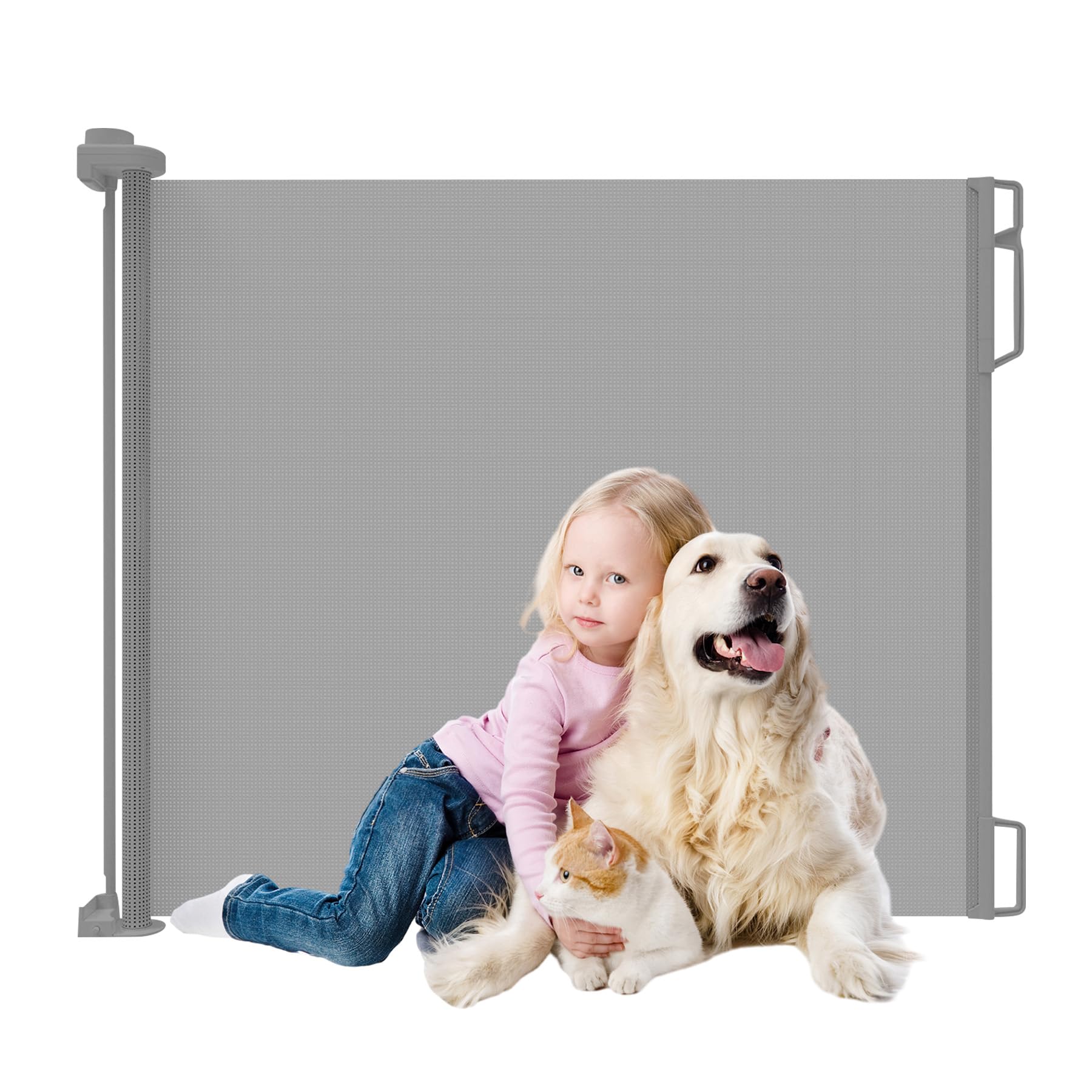 Retractable Baby Safety Gate 140x83cm With Lock - Extra Wide for Stairs and Large Openings - Pet Gate for Dogs and Cats Indoor