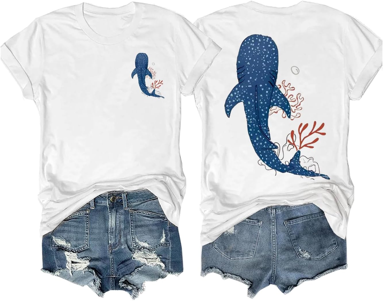 Shark Shirt V Neck Whale Shark Shirt Women Whale Ocean T-Shirt When You Go Through Deep Waters Christain Graphic Tees