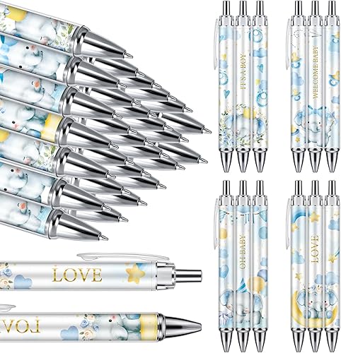 Vista 39 de Chuangdi 24 bolígrafos retráctiles a granel, con tinta negra, regalos para invitados, suministros escolares