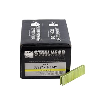 Steelhead N15 Galvanized Staples, 7/16" Crown, 16-Gauge, 1-1/4" leg, 10,000-Pack