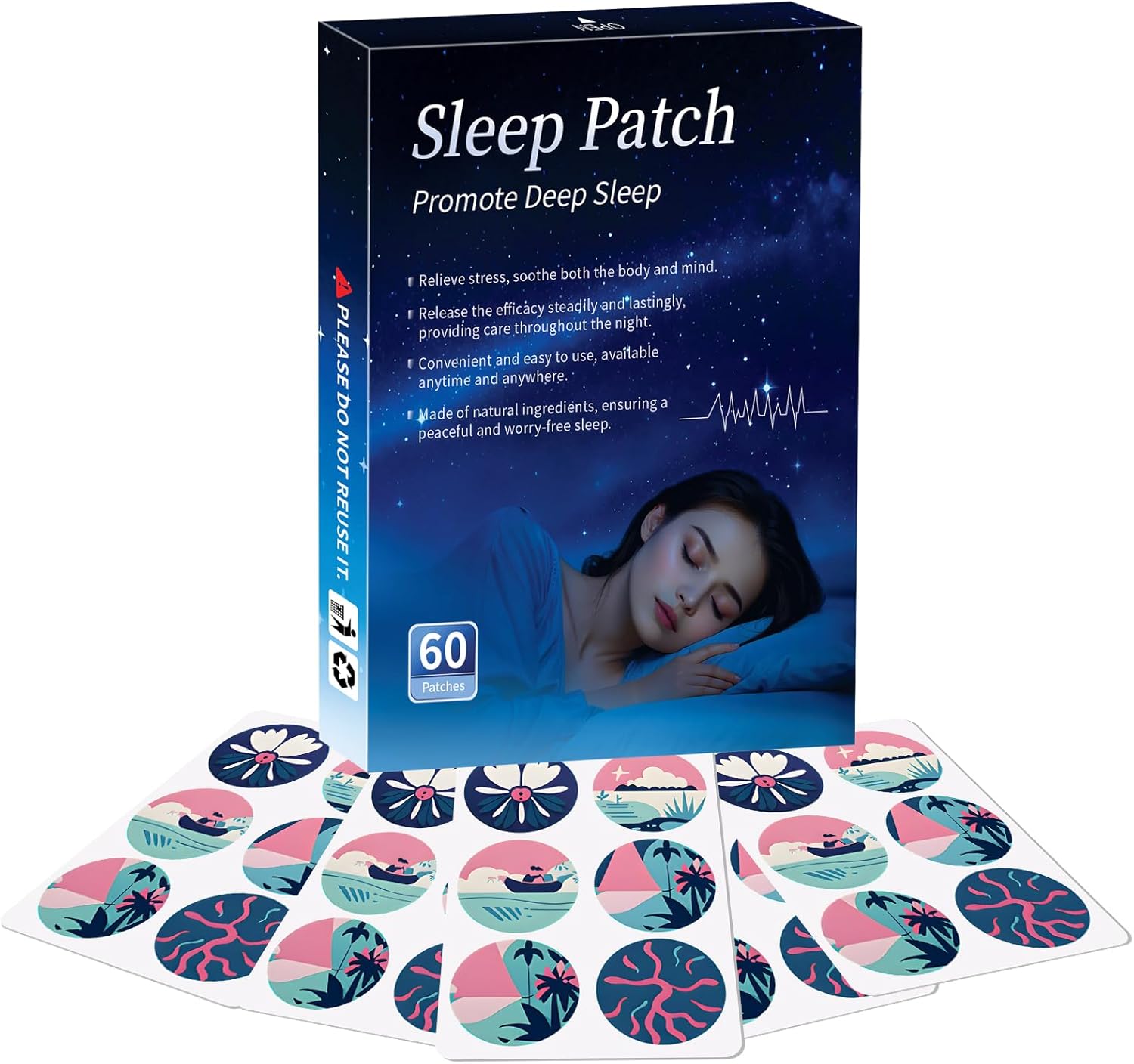 All – Natural Nighttime Sleep Savior Patches(60 Patches) – Fast – Acting, Cruelty – Free & Waterproof, Suitable for Men & Women, Ensuring Deep Sleep All Night Long-QQ2
