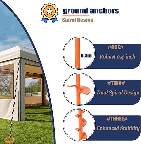 Miniatura 3 de Estacas de tienda de campaña de 16 pulgadas, anclajes de tierra atornillados, con 1 adaptador resistente para anclajes de tierra de tornillo, kit de