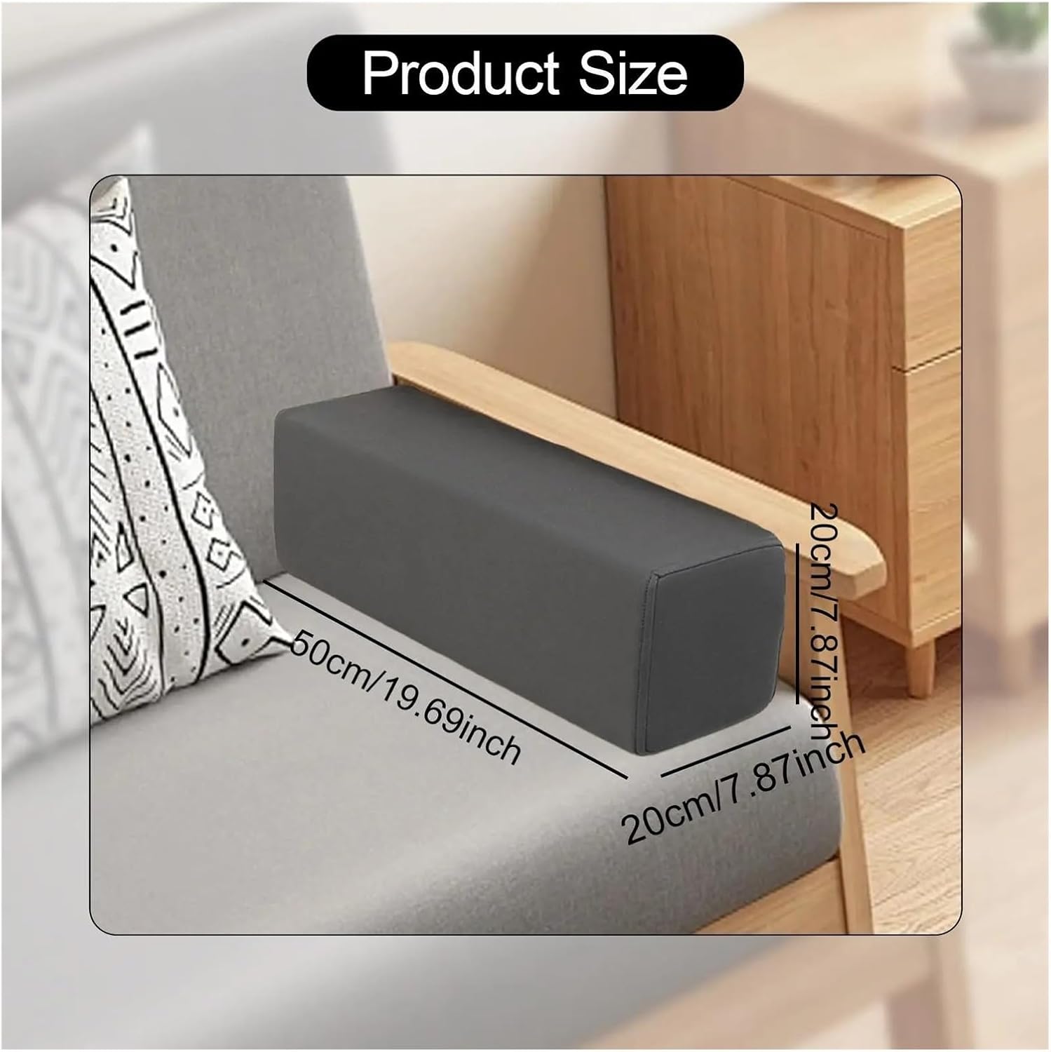 Side Arm Rest Pillow with Removable Pillowcase Elbow Support Armrest for Couch, Car, Sofa, Bed Reading(Light Gray)