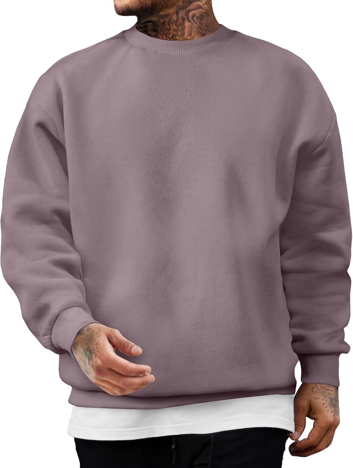 JMIERR Men's Casual Long Sleeves Crewneck Sweatshirts Cotton Pullover Sweatshirt for Men