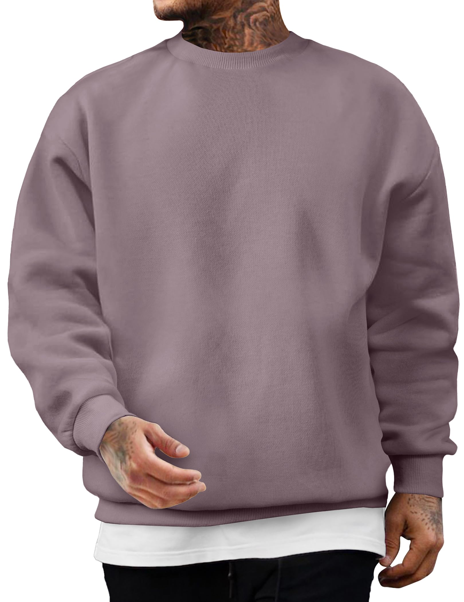 JMIERR Sweatshirt Herren Baumwolle Rundhals Hoodie Pullovers Winter Männer Soft Langarm Sweatshirts Loose Fit