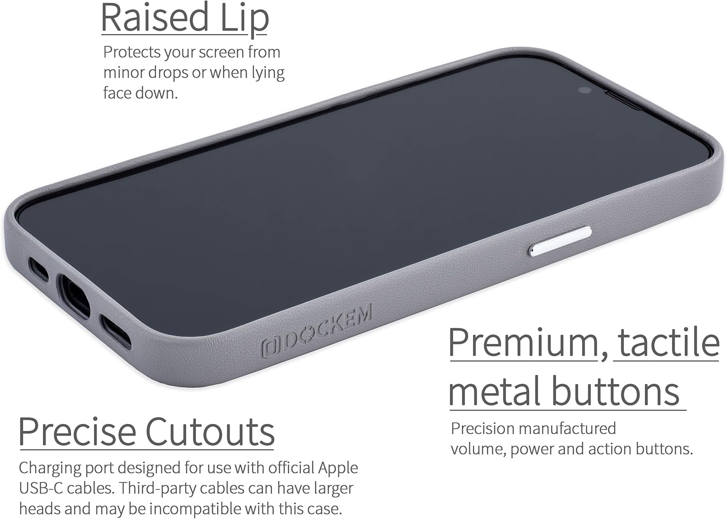 Dockem Apex Case for iPhone 17e, iPhone 16e - Slim Premium Synthetic Leather Phone Cover, Compatible with MagSafe (Apex, Gray)