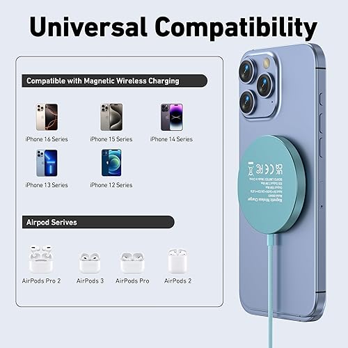 Miniatura 5 de BENFEI Cargador inalámbrico magnético de 15 W compatible con MagSafe Charger/iPhone 16/16 Pro/16 Plus/16 Pro Max/iPhone 15 Pro Max Plus/iPhone 14 13