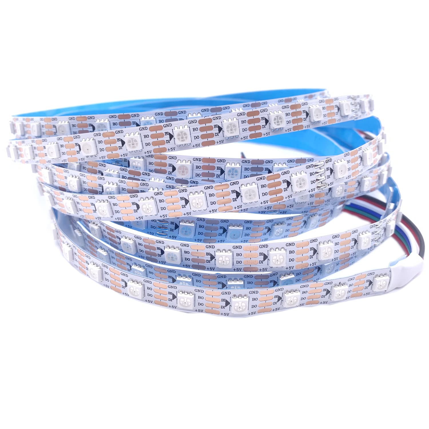 TOPXCDZ DC 5V WS2813 Led Strip Light Dual Signal Individually Addressable 5m 30 LEDs WS2812B Updated Black White PCB (White PCB IP20, 5M 60LED/M)