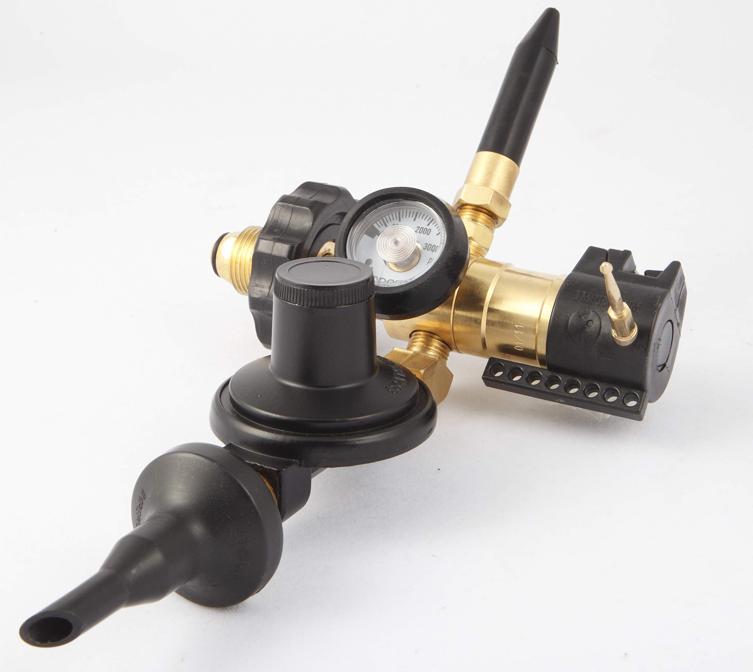 Helium Tank Combo Mylar and Latex Balloon Filler Valve (With Foil Balloon Auto Shut Off Valve, String Cutter, Tying Disc Post and Total Ribbon System)