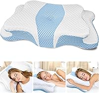 Vista 9 de Almohada cervical para el cuello para aliviar el dolor de dormir, almohadas de espuma viscoelástica de contorno, almohadas ergonómicas para dormir