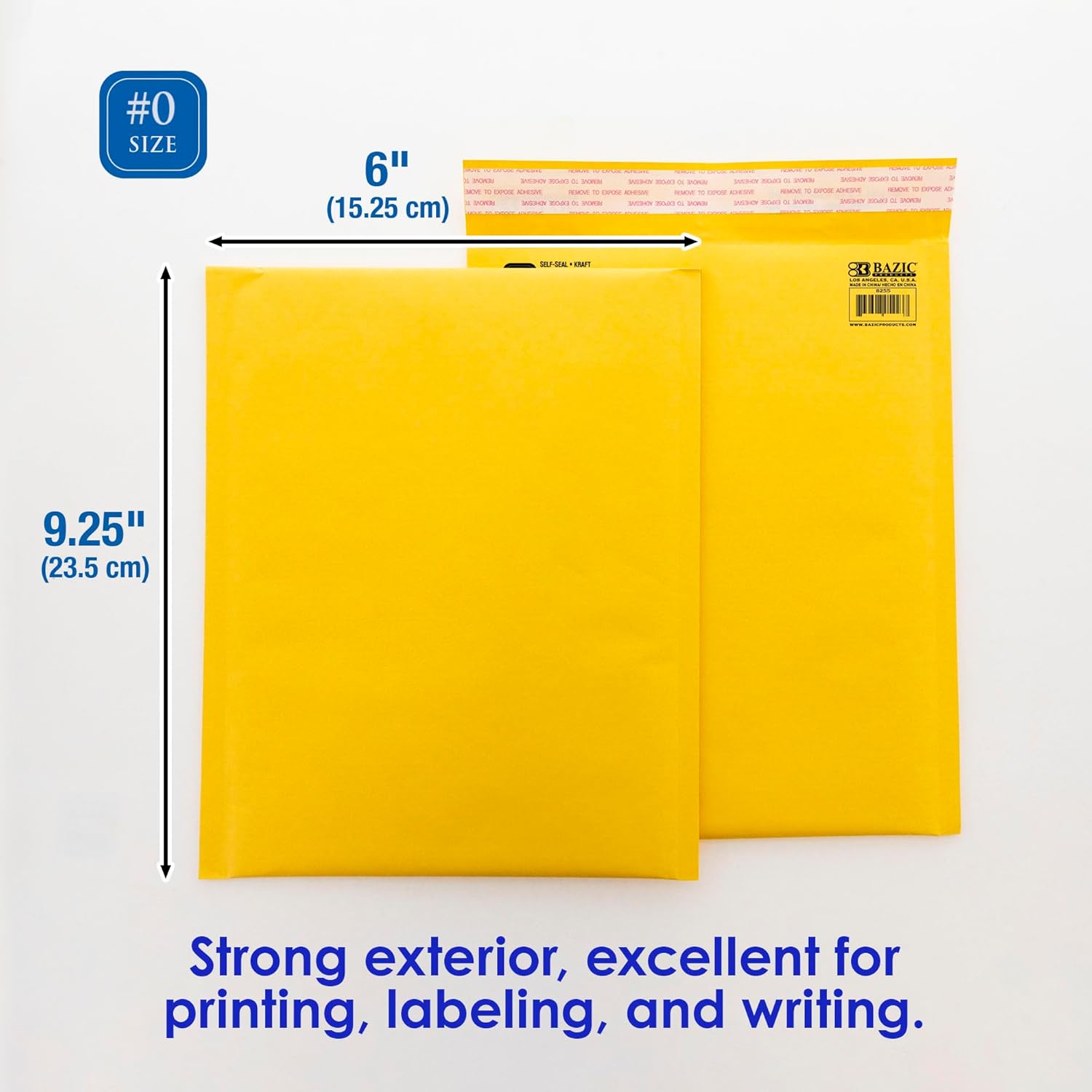 BAZIC Products Kraft Bubble Mailers #0 6"x9.25" Self Seal Closure, Padded Cushion Envelope, Yellow Mailing Shipping Envelopes Paper Bag, Total 50 Count