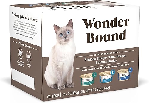Miniatura 8 de Marca Tienda  Wonder Bound Alimento húmedo para gatos, salsa, latas de 3 onzas, paquete de 24 (salmón)