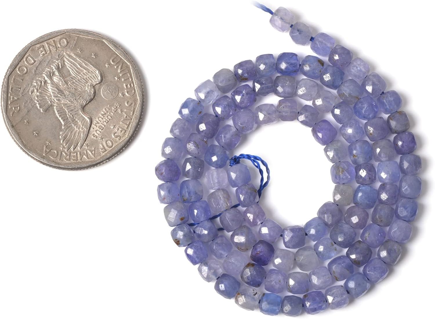 Natural Tanzanite Gemstone 4mm Faceted Cube Square Loose Beads 16 Inch for DIY Jewelry Making Beads