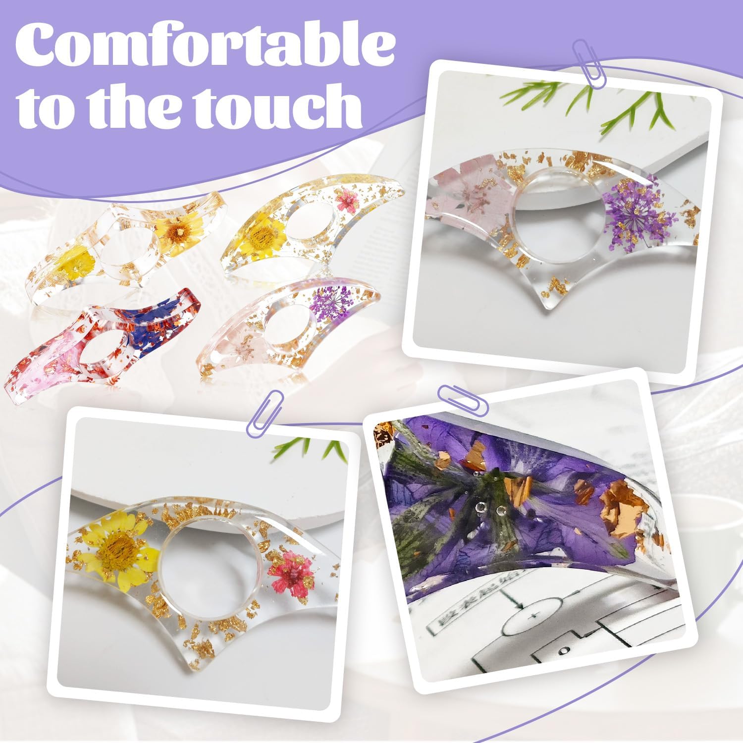 Dried Flower Book Page Holder 2PCS Book Accessories Thumb Book Page Holder Handmade Flower Bookmark for Reading Lovers Gifts for Book Lovers Teachers Students Kids (StyleC 2Pcs) image 5