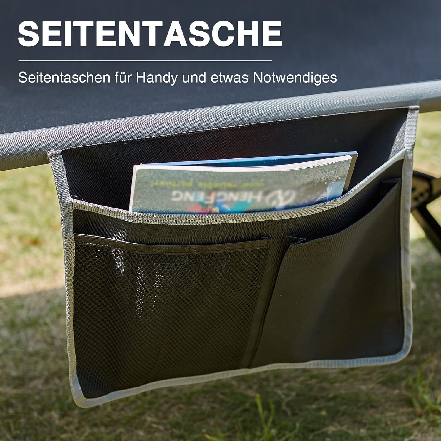 EVER ADVANCED Feldbett Klappbar 214cm x106cm 300KG Belastbar Klappbett XXL Groß & Breit Stabiles Campingbett für Camping Reisen Indoor Outdoor Strand und Garten