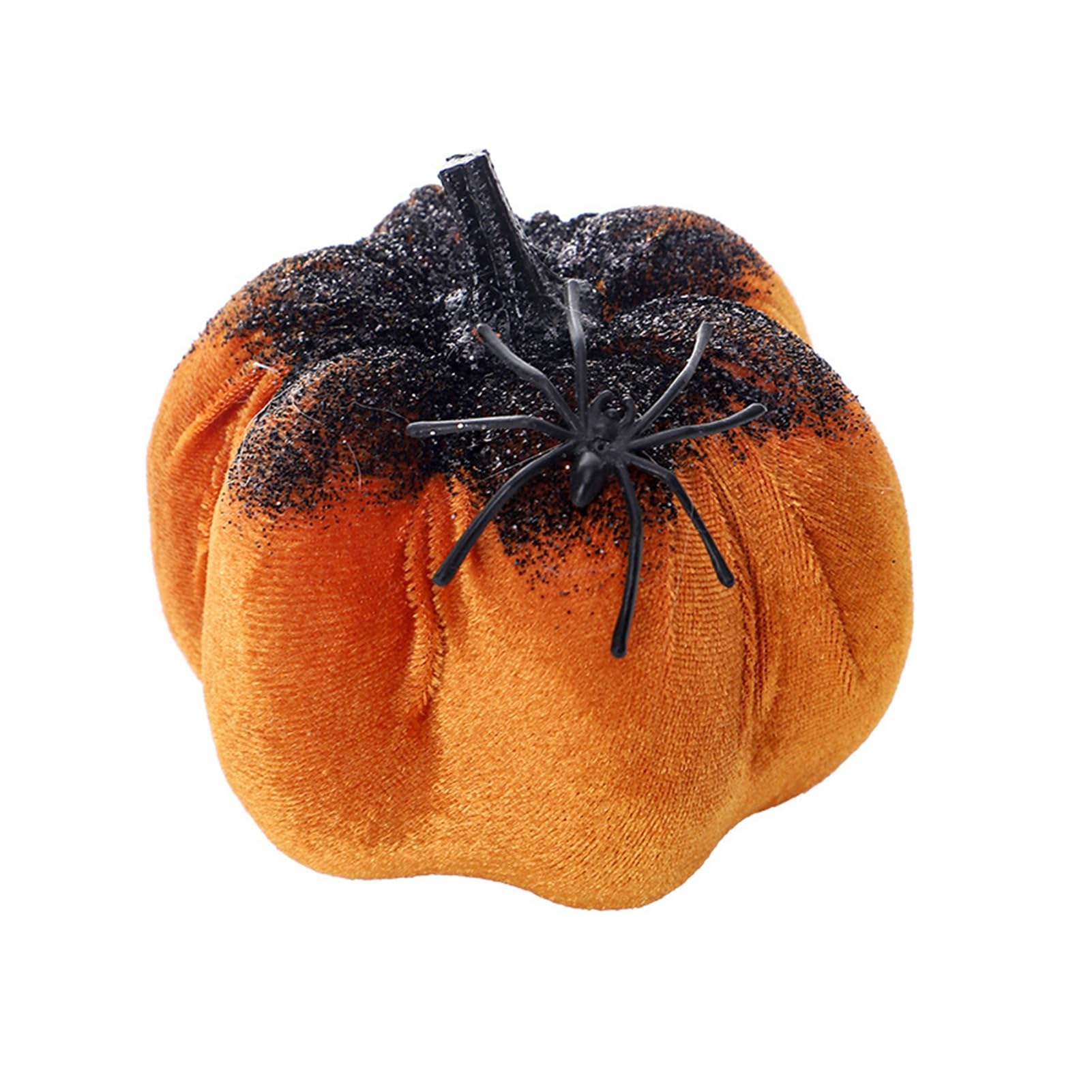 RetroNest Halloween Pumpkin Spider Ornaments Spooky Tabletop Decoration Glittering Retro Fall Home Party Centerpiece Orange Black 10cm Orange
