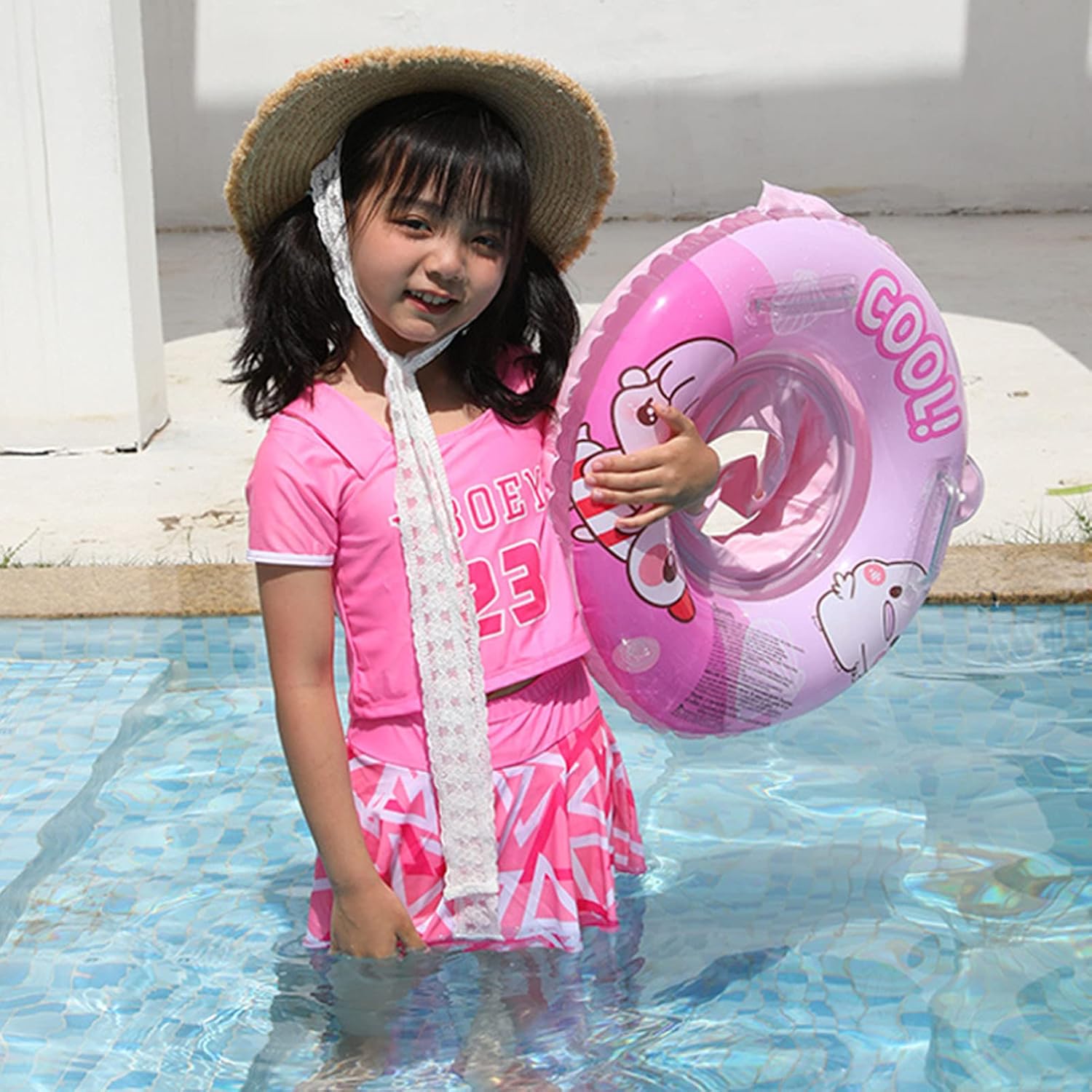 Acouto Cute Cartoon Swimming for Kids - PVC Inflatable Pool Toy for Summer Beach Parties & Family Fun