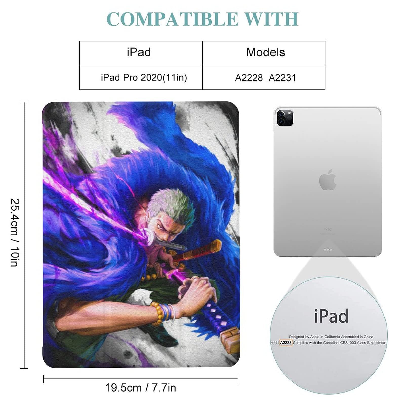 One Piece Anime Luffy Case for iPad Pro, Japanese Manga 2020 with