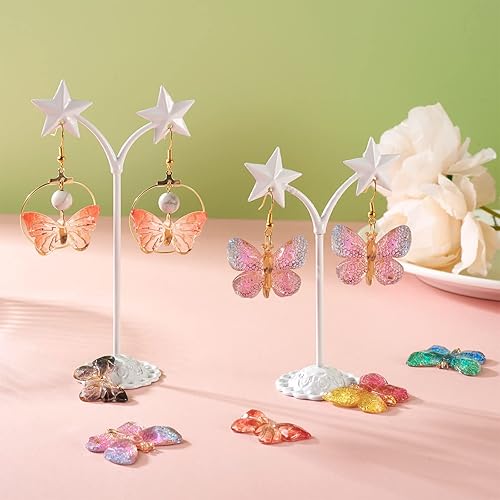 Miniatura 10 de Craftdady Dijes de alas de mariposa de resina, colgantes de alas de hada de insectos, lindos animales, colgantes de hongos, dijes degradados de cola