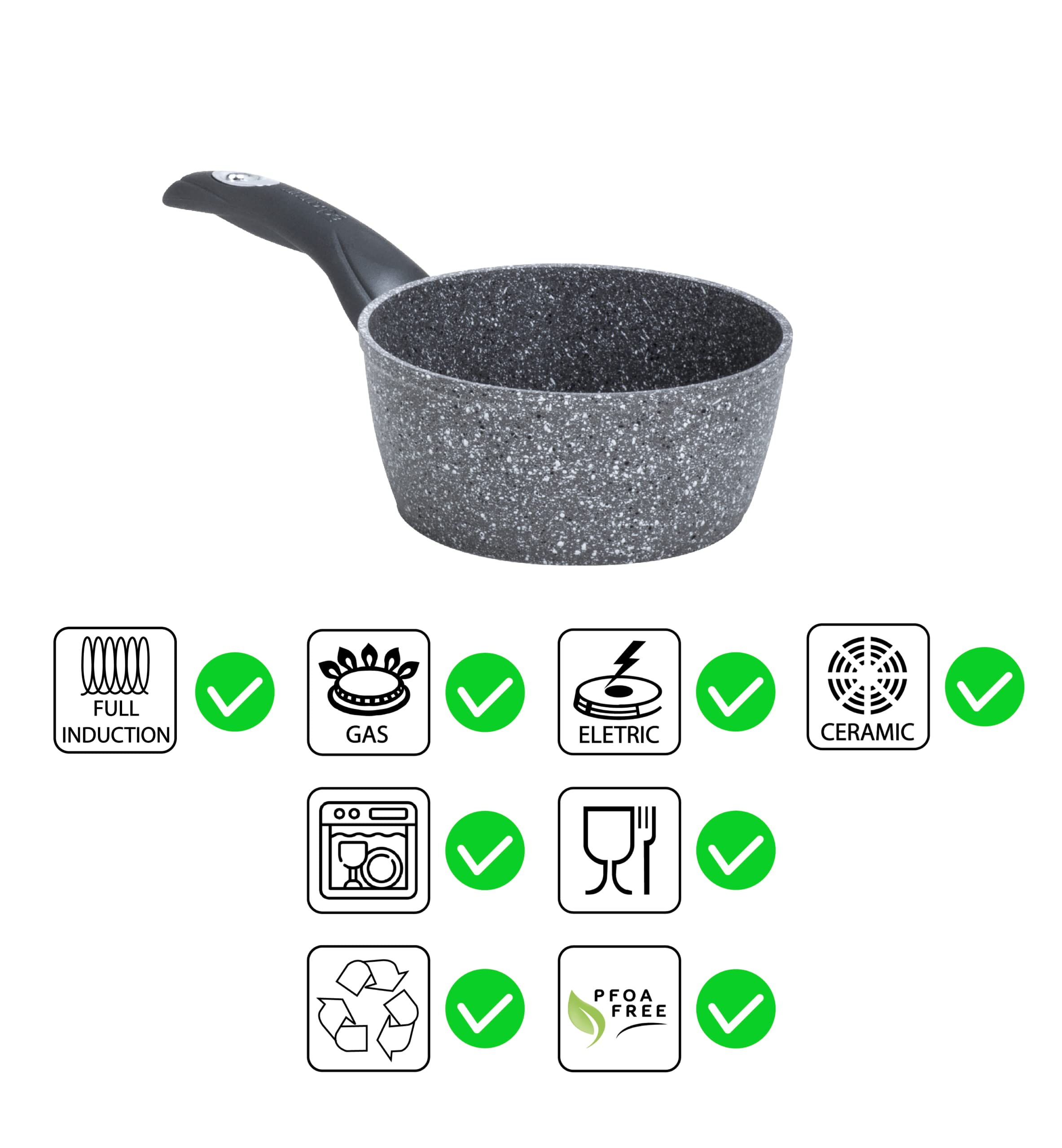 Aeternum, Madame Petravera 3.0, Casseruola Antiaderente, Ideale per Induzione, Diametro 16 cm, Full Induction, Grigio