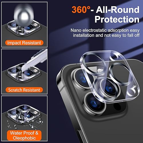 Miniatura 203 de UniqueMe [Paquete de 3 protectores de lente de cámara compatibles con iPhone 14 Pro Max/iPhone 14 Pro, vidrio templado, [compatible con fundas]