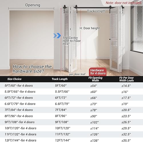 Miniatura 3 de CCJH Kit de rieles deslizantes de 8 pies96 pulgadas, de acero al carbono, sin puerta de madera