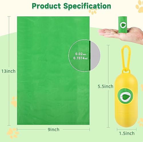 Miniatura 2 de FluffyDream Bolsas de excremento de perro con dispensador, bolsas de basura para mascotas, bolsas para perros, rollos de repuesto garantizados a