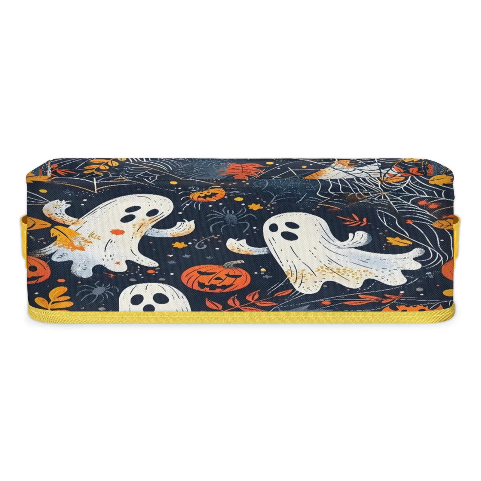 Spiders Webs Pumpkin Pattern Bathroom Storage Basket Waterproof Foldable Storage Bins with Handles Decorative Toilet Paper Storage Basket for Organizing for House Bathroom Toiletries Set of 2