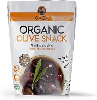 Authentic Greek Organic Pitted Kalamata Olives snack pack 2.3 ounces (pack of 8)