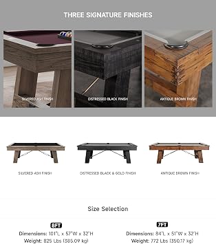Plank & Hide - Isaac Billiard Pool Table (Silvered Ash Finish,7FT)
