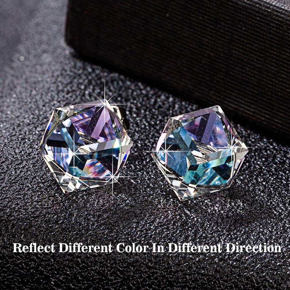 EVEVIC Colorful Cubic Austrian Crystal Pendant Necklace Earrings for Women 14K Gold Plated Hypoallergenic Jewelry Set - Image 7