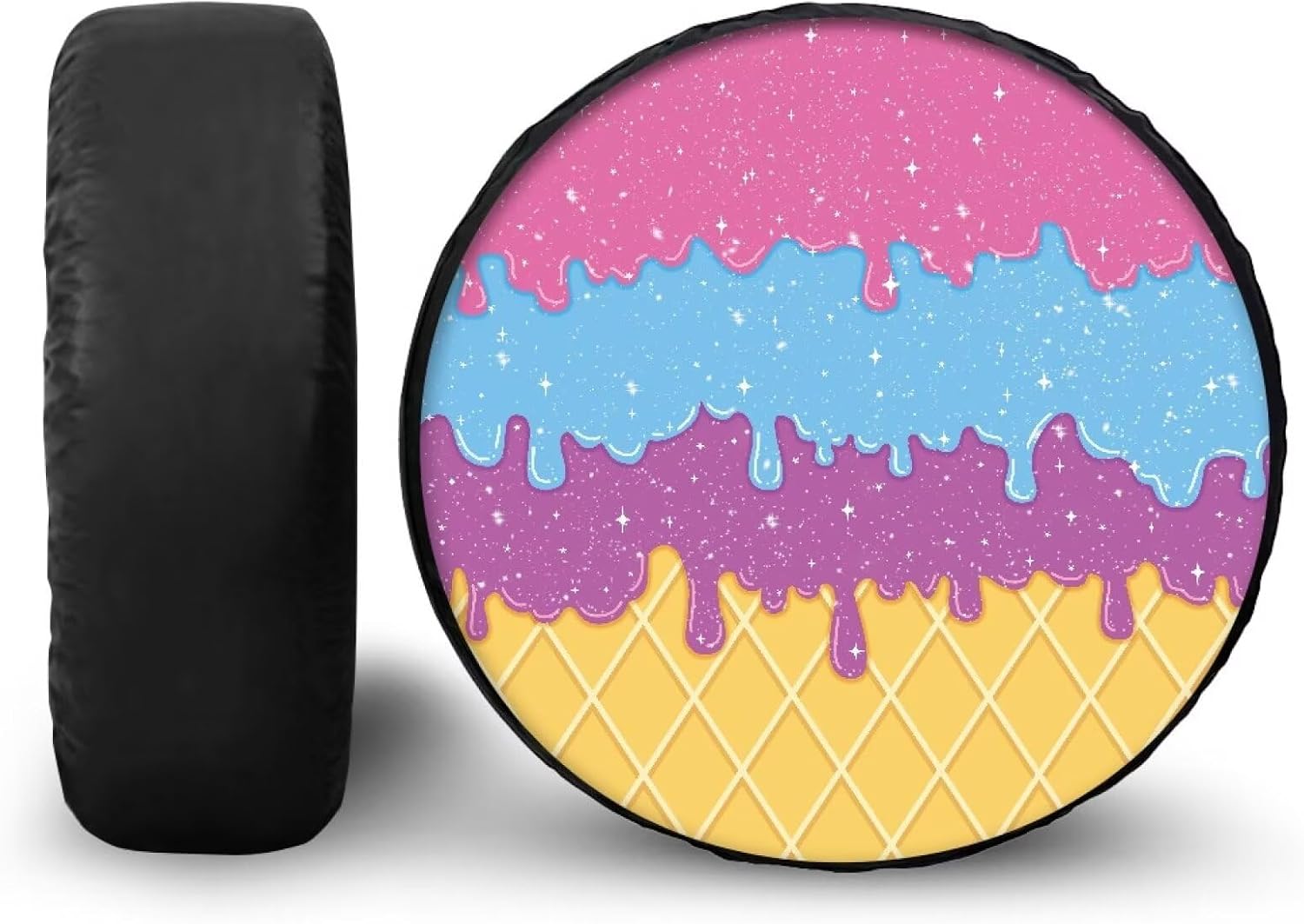 Amzbeauty American Flag Elk Print Tire Cover for Jeep Wrangler SUV Truck Spare Tire Storage