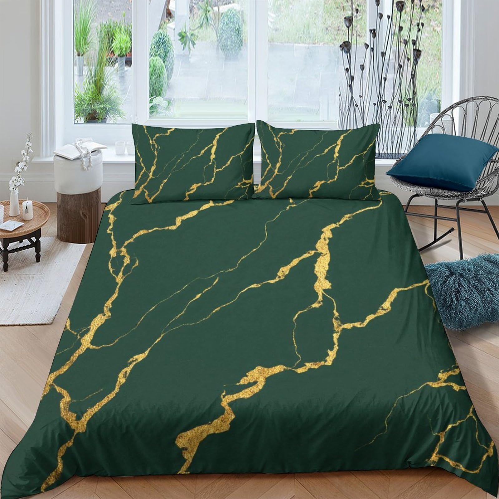 3D Printed Marble Duvet Cover, Microfiber Comforter Cover Hidden Zipper