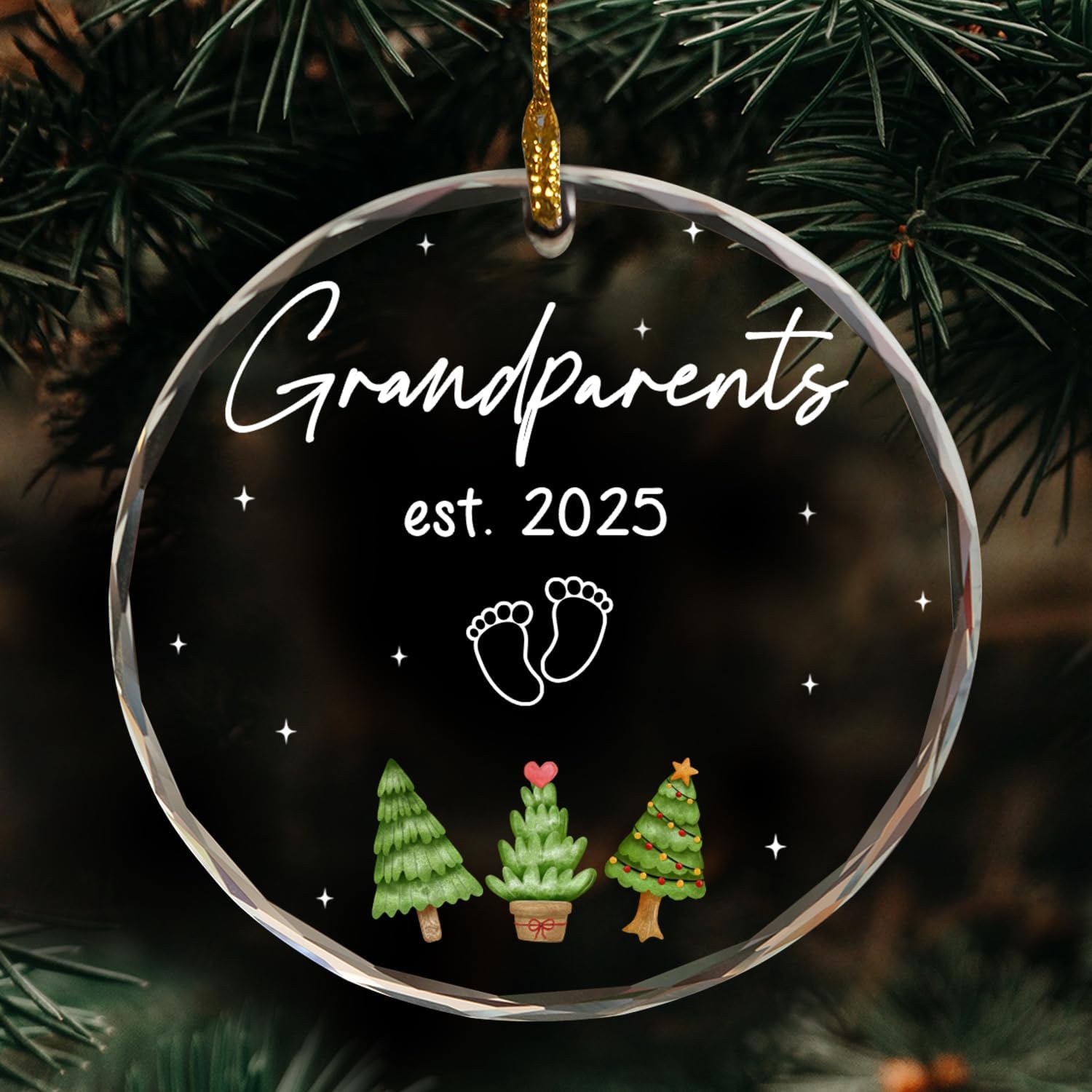 Grandparents est 2025 Ornament, Pregnancy Announcement 2025 Ornament, Baby on The Way, Grandparents to be, New Grandma Gift, New Grandpa Gift, Baby Reveal Holiday Keepsake